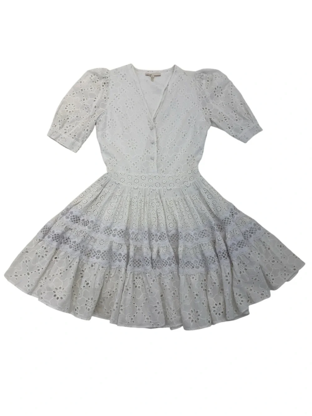 Maje Rayanette Guipure Skater Dress 36 White - Picture 13 of 16